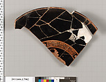 Terracotta fragment of a kylix (drinking cup), Terracotta, Greek, Attic