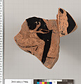 Terracotta fragment of a kylix (drinking cup), Terracotta, Greek, Attic