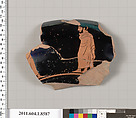 Terracotta rim fragment of a stemless kylix (drinking cup), Terracotta, Greek, Attic