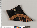 Terracotta fragment of a kylix (drinking cup), Terracotta, Greek, Attic