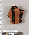 Terracotta fragment of a kylix (drinking cup), Attributed to the Curtius Painter, Terracotta, Greek, Attic
