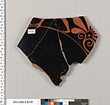 Terracotta fragment of a kylix (drinking cup), Terracotta, Greek, Attic