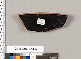 Terracotta rim fragment of a kylix (drinking cup), Terracotta, Greek, Attic