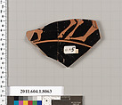 Terracotta fragment of a kylix (drinking cup), Terracotta, Greek, Attic