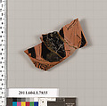 Terracotta fragment of a kylix (drinking cup), Terracotta, Greek, Attic