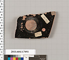 Terracotta fragment of a kylix (drinking cup), Attributed to the Painter of London E 777 [DvB], Terracotta, Greek, Attic