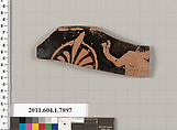 Terracotta rim fragment of a kylix (drinking cup), Terracotta, Greek, Attic