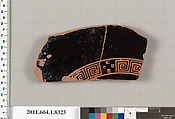 Terracotta fragment of a kylix (drinking cup), Terracotta, Greek, Attic