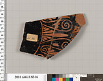 Terracotta fragment of a kylix (drinking cup), Terracotta, Greek, Attic