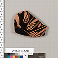 Terracotta fragment of a kylix (drinking cup), Terracotta, Greek, Attic