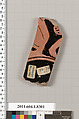 Terracotta fragment of a kylix (drinking cup), Attributed to the Meleager Painter [DvB], Terracotta, Greek, Attic