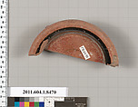 Terracotta fragment of a stemless kylix (drinking cup), Terracotta, Greek, Attic