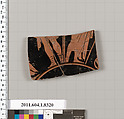 Terracotta fragment of a kylix (drinking cup), Terracotta, Greek, Attic