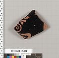 Terracotta fragment of a kylix (drinking cup), Terracotta, Greek, Attic