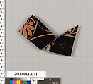 Terracotta fragment of a kylix (drinking cup), Terracotta, Greek, Attic