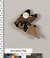 Terracotta fragment of a kylix (drinking cup), Terracotta, Greek, Attic