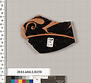 Terracotta fragment of a kylix (drinking cup), Terracotta, Greek, Attic