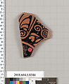 Terracotta fragment of a kylix (drinking cup), Terracotta, Greek, Attic