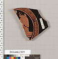 Terracotta fragment of a kylix (drinking cup), Attributed to the Veii Painter ? [DvB], Terracotta, Greek, Attic