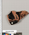 Terracotta fragment of a kylix (drinking cup), Terracotta, Greek, Attic