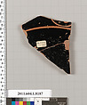 Terracotta fragment of a kylix (drinking cup), Terracotta, Greek, Attic