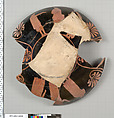 Terracotta fragment of a kylix (drinking cup), Terracotta, Greek, Attic