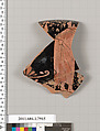 Terracotta fragment of a kylix (drinking cup), Terracotta, Greek, Attic