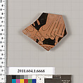 Terracotta fragment of a kylix (drinking cup), Terracotta, Greek, Attic