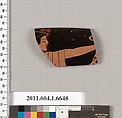 Terracotta rim fragment of a kylix (drinking cup), Terracotta, Greek, Attic