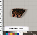 Terracotta rim fragment of a kylix (drinking cup), Terracotta, Greek, Attic