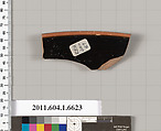 Terracotta rim fragment of a kylix (drinking cup), Terracotta, Greek, Attic