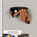 Terracotta rim fragment of a kylix (drinking cup), Terracotta, Greek, Attic