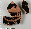 Terracotta fragments of a kylix (drinking cup), Terracotta, Greek, Attic