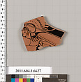 Terracotta fragment of a kylix (drinking cup), Terracotta, Greek, Attic