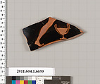 Terracotta fragment of a kylix (drinking cup), Attributed to the Dokimasia Painter [J.R. Guy], Terracotta, Greek, Attic