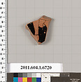 Terracotta fragment of a kylix (drinking cup), Terracotta, Greek, Attic