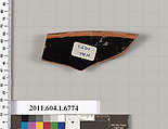 Terracotta rim fragment of a kylix (drinking cup), Terracotta, Greek, Attic