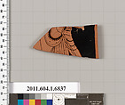 Terracotta fragment of a kylix (drinking cup), Terracotta, Greek, Attic