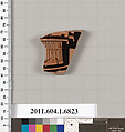 Terracotta fragment of a kylix (drinking cup), Attributed to the Briseis Painter [DvB], Terracotta, Greek, Attic