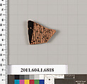 Terracotta fragment of a kylix (drinking cup), Attributed as Brygan [DvB], Terracotta, Greek, Attic