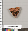 Terracotta fragment of a kylix (drinking cup), Terracotta, Greek, Attic