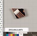 Terracotta fragment of a kylix (drinking cup), Terracotta, Greek, Attic