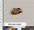 Terracotta fragment of a kylix (drinking cup), Terracotta, Greek, Attic