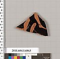 Terracotta fragment of a kylix (drinking cup), Terracotta, Greek, Attic