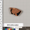 Terracotta fragment of a kylix (drinking cup), Terracotta, Greek, Attic