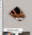 Terracotta fragment of a kylix (drinking cup), Terracotta, Greek, Attic