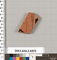 Terracotta fragment of a kylix (drinking cup), Terracotta, Greek, Attic