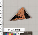 Terracotta fragment of a kylix (drinking cup), Terracotta, Greek, Attic