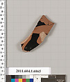 Terracotta fragment of a kylix (drinking cup), Terracotta, Greek, Attic
