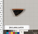 Terracotta rim fragment of a kylix (drinking cup), Terracotta, Greek, Attic